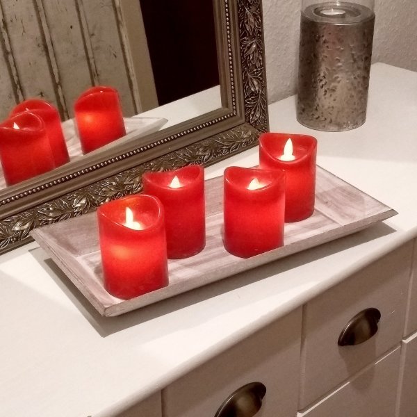 4x LED Kerzen mit Timer und beweglicher Flamme flammenlose Echtwachs Kerzen Rot