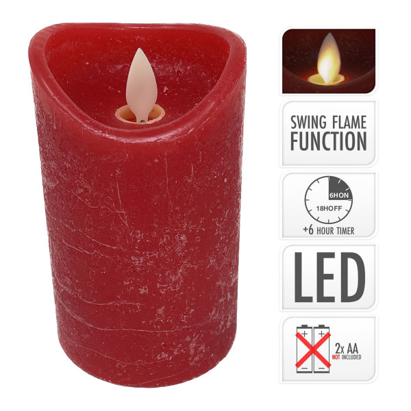 4x LED Kerzen mit Timer und beweglicher Flamme flammenlose Echtwachs Kerzen Rot