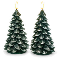 2er Set Echtwachs-Kerzen mit Timer: Tannenbaum